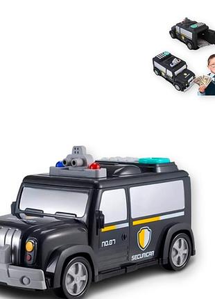 Сейф дитячий машина money transporter 589-11b 3 в 1 звукові сигнали та мелодії кодовий замок чорний (589-11b_506)