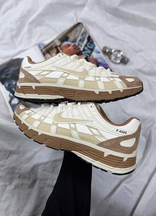 Жіночі кросівки nike p-6000 light brown white gore tex🤍🤎