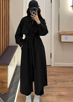 Жіночий подовжений тренч oversize | кашемір з утепленням