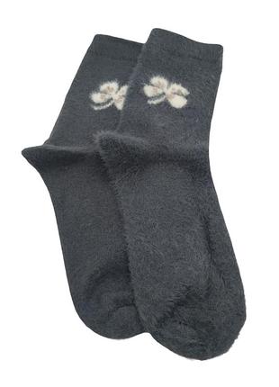 Носки теплые женские с мехом норки flower no brand 916-01 серый 36-41 1 шт
