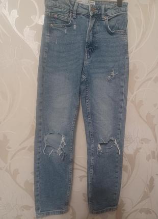 Джинсы мом slim,denim original,нові,рванка,95% котон,5% еластан, рванка,завужені,виробник бангладеш
