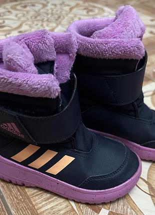 Черевики дитячі для дівчинки adidas зимові чорно-фіолетові (15,5см)