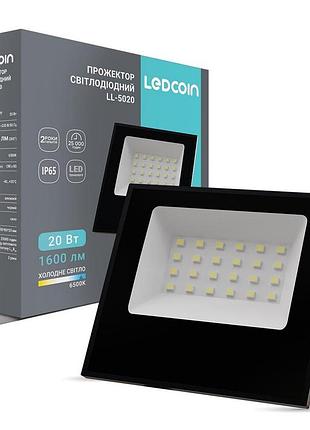 Світлодіодний прожектор ledcoin ll-5020 20вт 6500k чорний