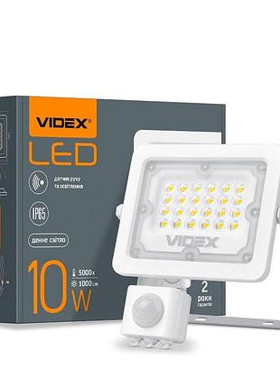 Світлодіодний прожектор videx f2e 10w 5000k з датчиком руху та освітленості