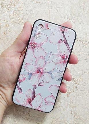 Чехол панель для apple iphone x / xs alitek розовый цветок