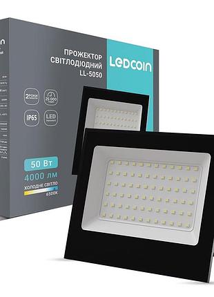 Світлодіодний прожектор ledcoin ll-5050 50вт 6500k чорний