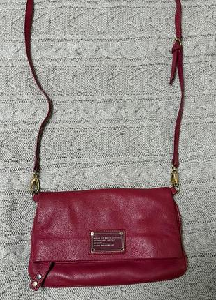 Сумки жіночі marc jacobs фуксія, натуральна шкіра, 27х16 см