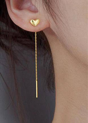 Женские серьги сердечко (731-01) золотой -