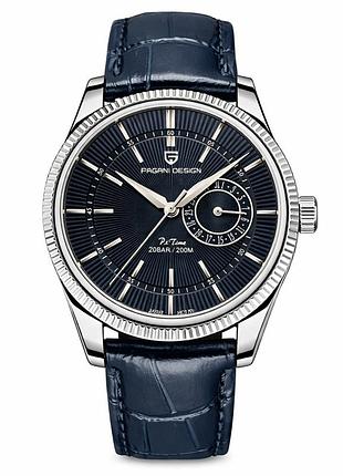 Чоловічий годинник pagani design pd-1689 silver-blue-blue з сапфіровим склом та механізмом seiko