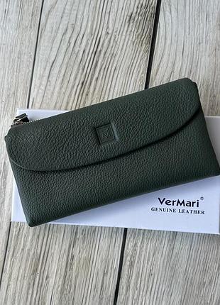Шкіряний жіночий зелений гаманець vermari