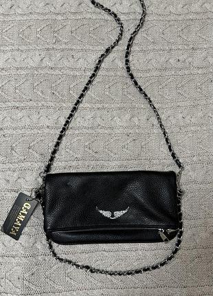 Клатч жіночий zadig & voltaire чорний, 27х14,5 см, еко шкіра