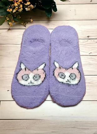 Женские носки следы с кашемиром норки funny cat корона 1124-36-40 фиолетовый 36-40 1 шт