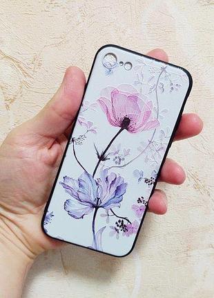 Панель чехол для apple iphone 7, 8 и se 2020 alitek цветок violet/pink