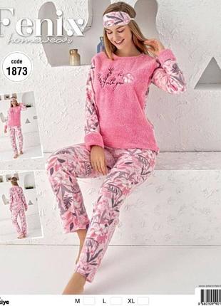 Костюм теплый женский цветы (460-48) розовый xl