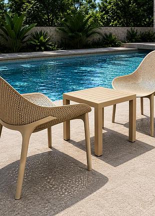 Комплект 2 стільця siesta sky lounge + стіл siesta ocean side table taupe