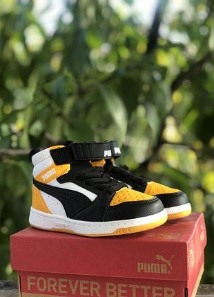 Кросівки дитячі puma чорно-жовті, розмір 22, устілка 14 см