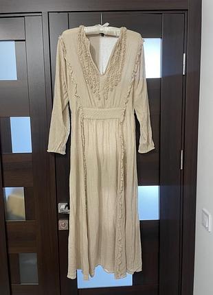 Жіноча довга сукня massimo dutti бежева