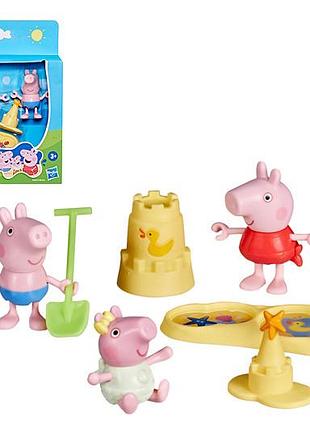 Игровой набор g2833 peppa figurines, три маленьких свинца на пляже peppa figurines