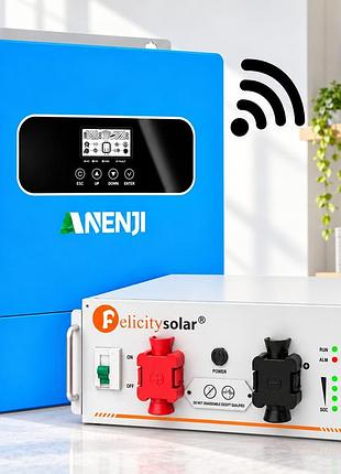 11 квт lifepo4 felicity комплект резервного живлення: інвертор anenji + 51,2v/100ah акумулятор fla48100ug1 для квартири, офісу