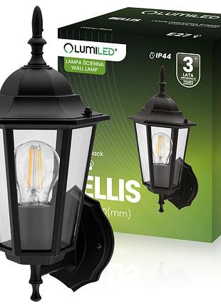 Уличный настенный светильник lumiled bellis ретро фонарь черный мат, направление света вверх, e27, ip44