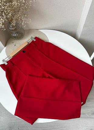 Червоні прямі класичні брюки базові штани zara