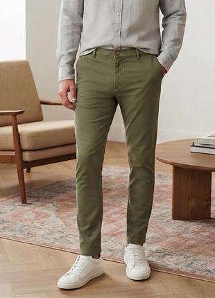 Мужские оливковые брюки чинос slim fit / зауженные only &amp; sons р. 32/32