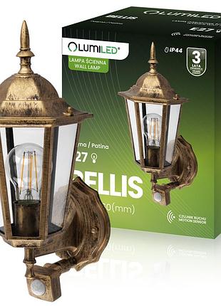 Настінний світильник lumiled bellis ретро з датчиком руху, патина, ip44, e27