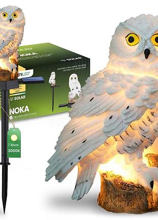 Садовая лампа сова lumiled noka на солнечной батарее, led, датчик сумерек, теплый свет 3000k, ip44