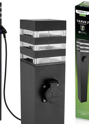 Садовый фонарь-столбик lumiled taxus 2 80 см e27 ip44 с розеткой schuko 230в