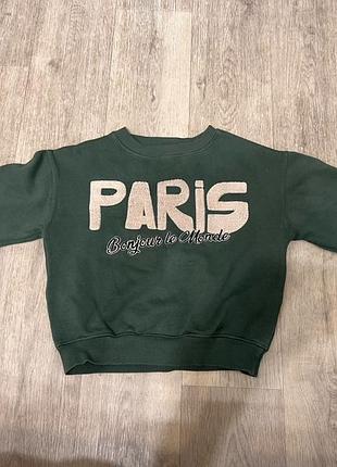 Дитячий утеплений світшот zara «paris», 130 см (8-9 років)