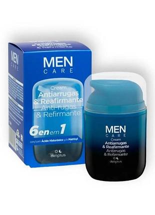 Чоловічий антивіковий крем для обличчя deliplus men care antiarrugas & reafirmante 6 в 1 (об'ємом 50 мл).