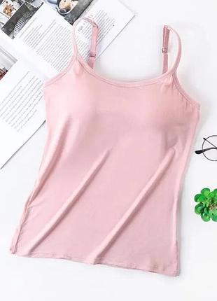 Жіноча майка топ з поролоновими вкладишами comfort (1467-46-02) рожевий xl