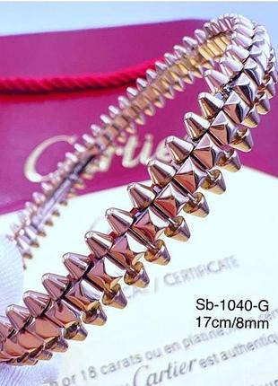 Браслет картье клэш 17 см из медицинского золота stainless steel, цвет красного золота