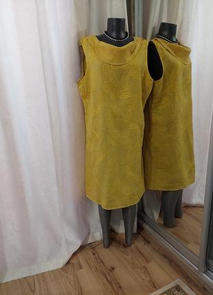 Котоново-льняное с карманами платье 👗