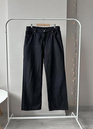 Чорні прямі щільні широкі джинси графіт wide leg monki