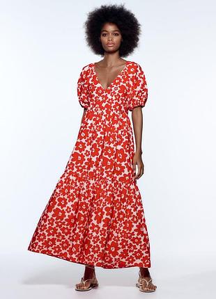 Платье миди с принтом zara