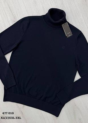 Гольф armani exchange темно-синій, водолазка, великі розміри (l-xxxl)