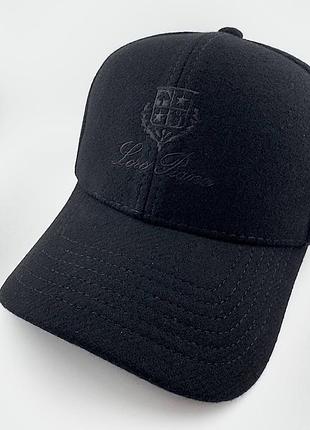 Мужская зимняя бейсболка loro piana из итальянской шерсти с ушами (черная)