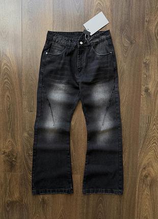 Джинсы flared фларед клеш широкие джинсы буткат bootcut washed вошед черные baggy y2k sk8 потертые xs