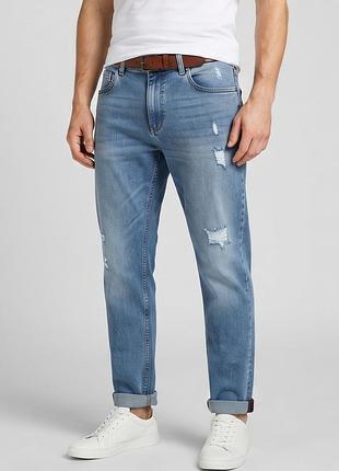 Мужские джинсы livergy tapered fit (светлый деним с подворотами), голубой, размер 50, 52