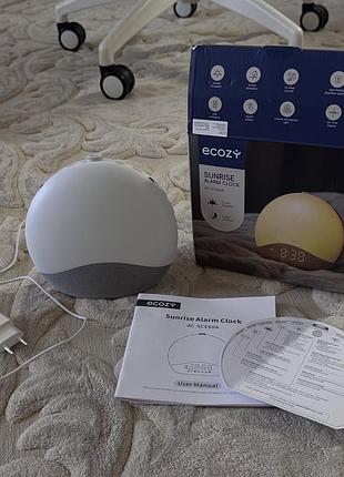 Настільна лампа ecozy світловий будильник нічник з імітацією сходу сонця