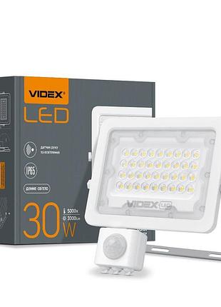 Світлодіодний прожектор videx f2e 30w 5000k з датчиком руху та освітленості