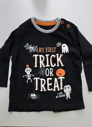 Праздничный реглан лонгслив george «my first trick or treat» на хэллоуин девочке мальчику  3-6 м 62-68 см