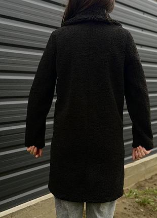 Пальто тедді жіноче чорне 8