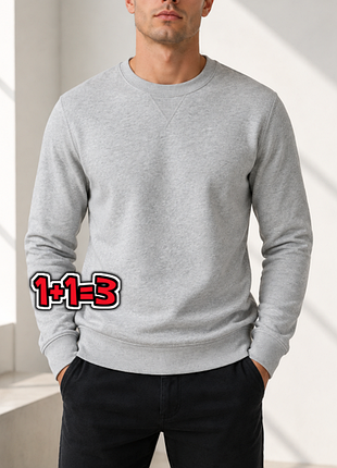🎁1+1=3 фирменный серый мужской свитшот свитер marks &amp; spencer, размер 46 - 48