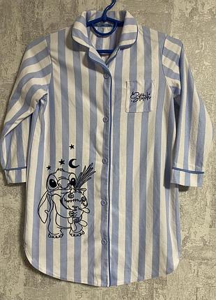 Піжама для дівчинки stitch в смужку біло-блакитна