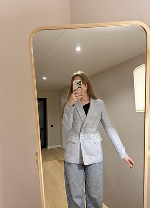 Жіночий піджак h&m блакитний у клітинку