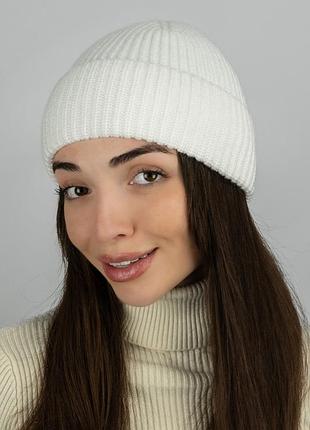 Женская модная белая вязаная шапка