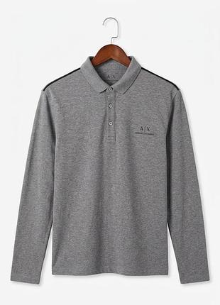 Стильний лонгслів-поло armani exchange сірий м-l стан ідеал