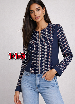 🎁1+1=3 фірмовий жіночий твідовий темно-синій жакет піджак h&m, розмір 42 — 44